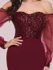 Fashion Off the Shoulder Sequin Evening Gowns With Tulle Sleeve sold by Ever Pretty
