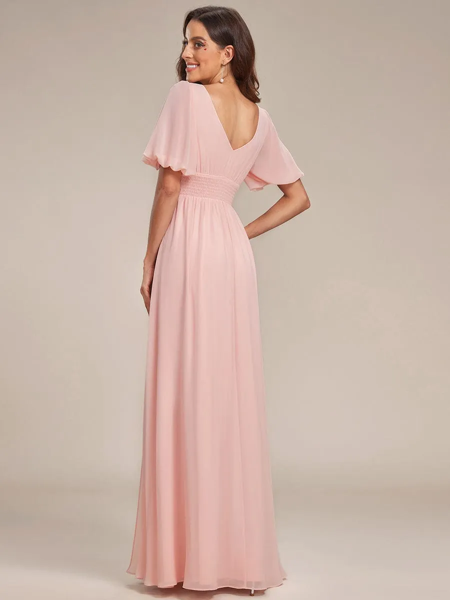 ever MADISON|Chiffon Illusion V-Neck Flutter Sleeve Front Slit Evening Dress sold by Ever Pretty product image thumbnail 4