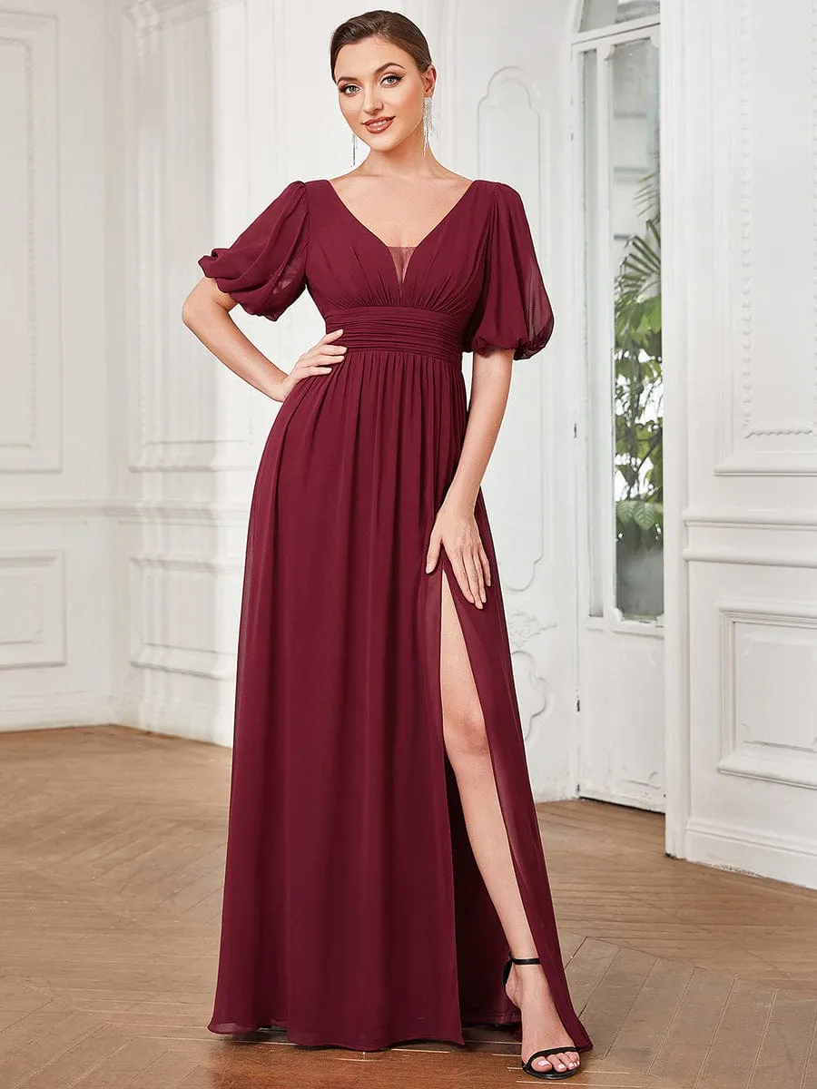 ever MADISON|Chiffon Illusion V-Neck Flutter Sleeve Front Slit Evening Dress sold by Ever Pretty product image thumbnail 5