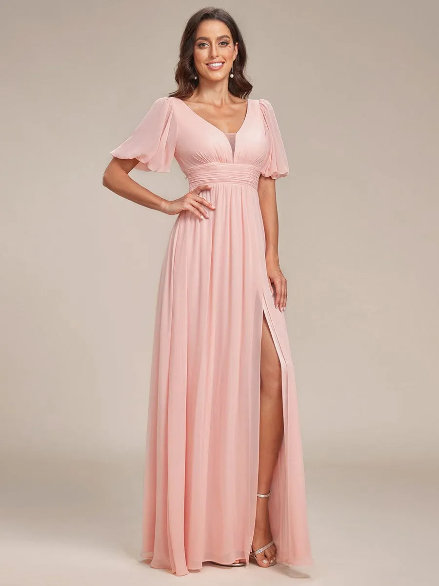ever MADISON|Chiffon Illusion V-Neck Flutter Sleeve Front Slit Evening Dress sold by Ever Pretty product image thumbnail 3