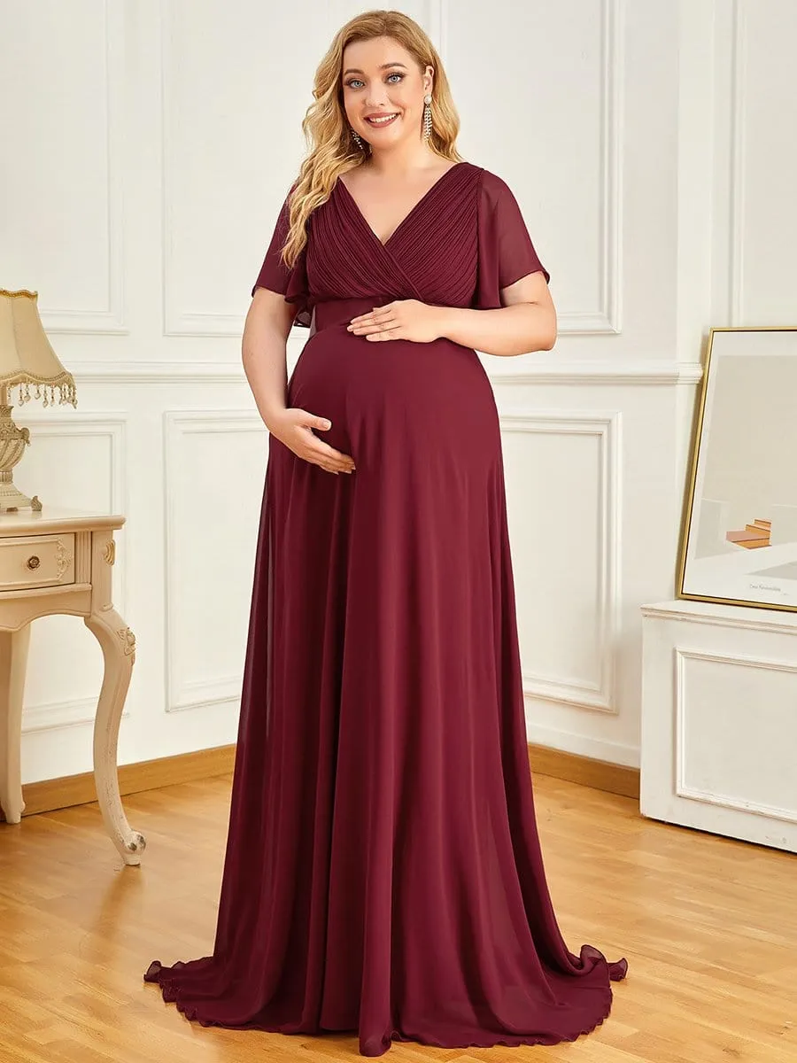 Plus Size Ruffle Sleeve Floor-Length Formal Maternity Dress sold by Ever Pretty product image thumbnail 3