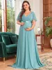 Plus Size Ruffle Sleeve Floor-Length Formal Maternity Dress sold by Ever Pretty