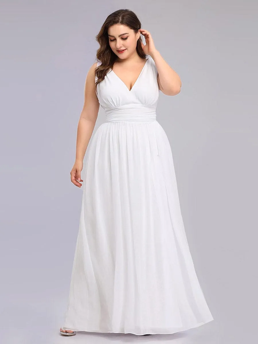 Custom Size V Neck Sleeveless Pleated Chiffon Wedding Dress sold by Ever Pretty product image thumbnail 5
