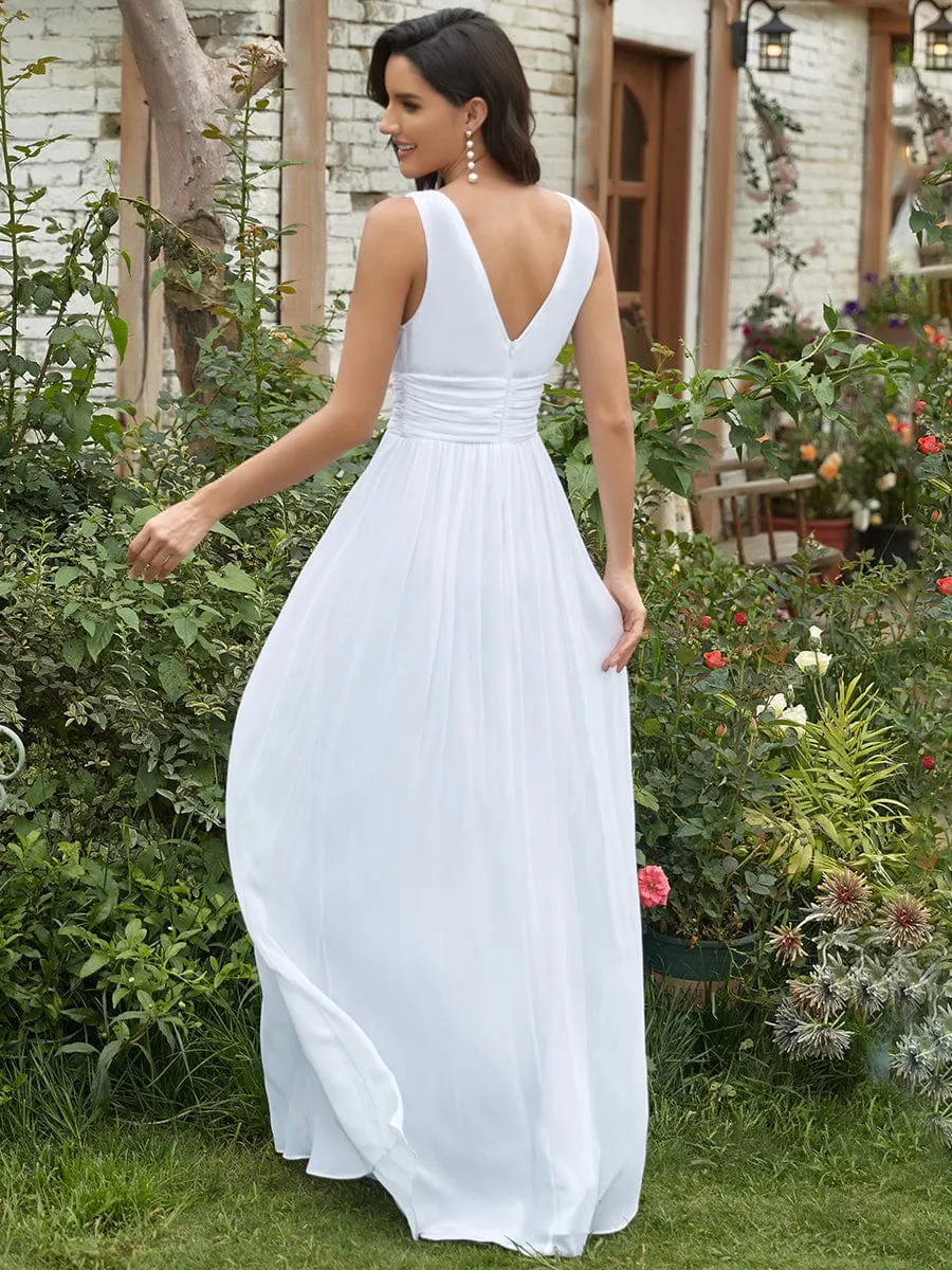 Custom Size V Neck Sleeveless Pleated Chiffon Wedding Dress sold by Ever Pretty product image thumbnail 2