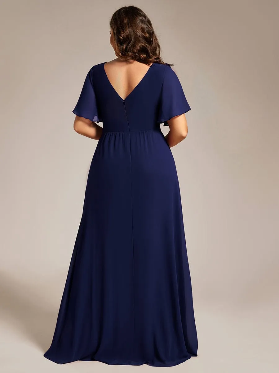 pretty LINDEN|Plus Size High Slit V-Neck Empire Waist Chiffon Bridesmaid Dress sold by Ever Pretty product image thumbnail 2