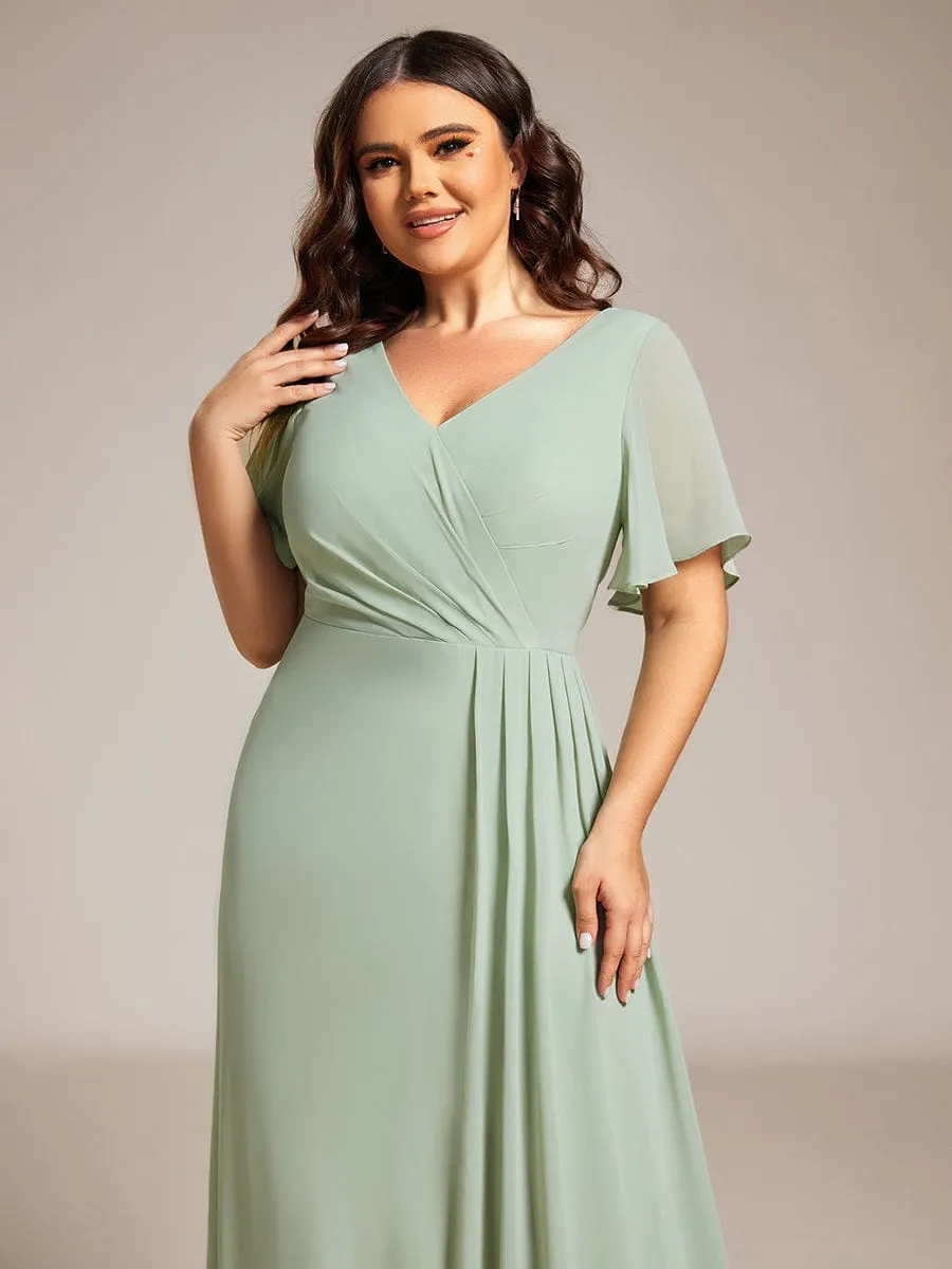 pretty LINDEN|Plus Size High Slit V-Neck Empire Waist Chiffon Bridesmaid Dress sold by Ever Pretty product image thumbnail 5