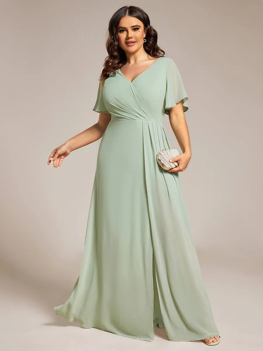 pretty LINDEN|Plus Size High Slit V-Neck Empire Waist Chiffon Bridesmaid Dress sold by Ever Pretty product image thumbnail 3