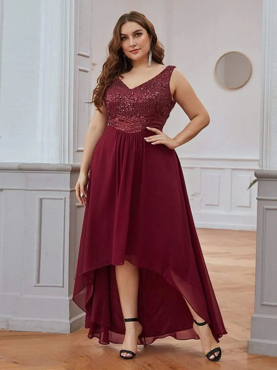 Elegant Paillette & Chiffon V-neck A-line Sleeveless Plus Size Formal Evening Dresses sold by Ever Pretty product image thumbnail 3