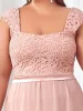 Plus Size Elegant A Line Long Chiffon Bridesmaid Dress With Lace Bodice sold by Ever Pretty
