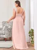 Plus Size Elegant A Line Long Chiffon Bridesmaid Dress With Lace Bodice sold by Ever Pretty