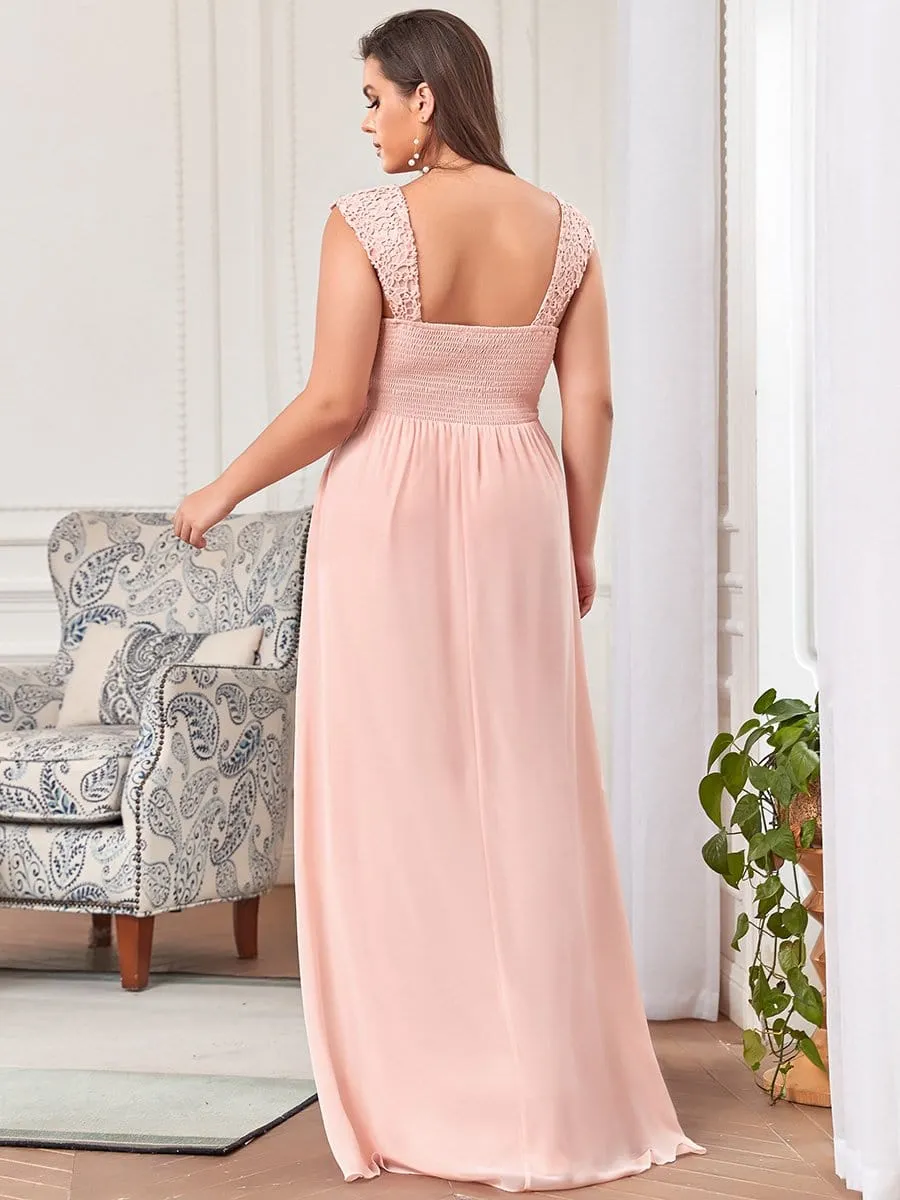 Plus Size Elegant A Line Long Chiffon Bridesmaid Dress With Lace Bodice sold by Ever Pretty product image thumbnail 4