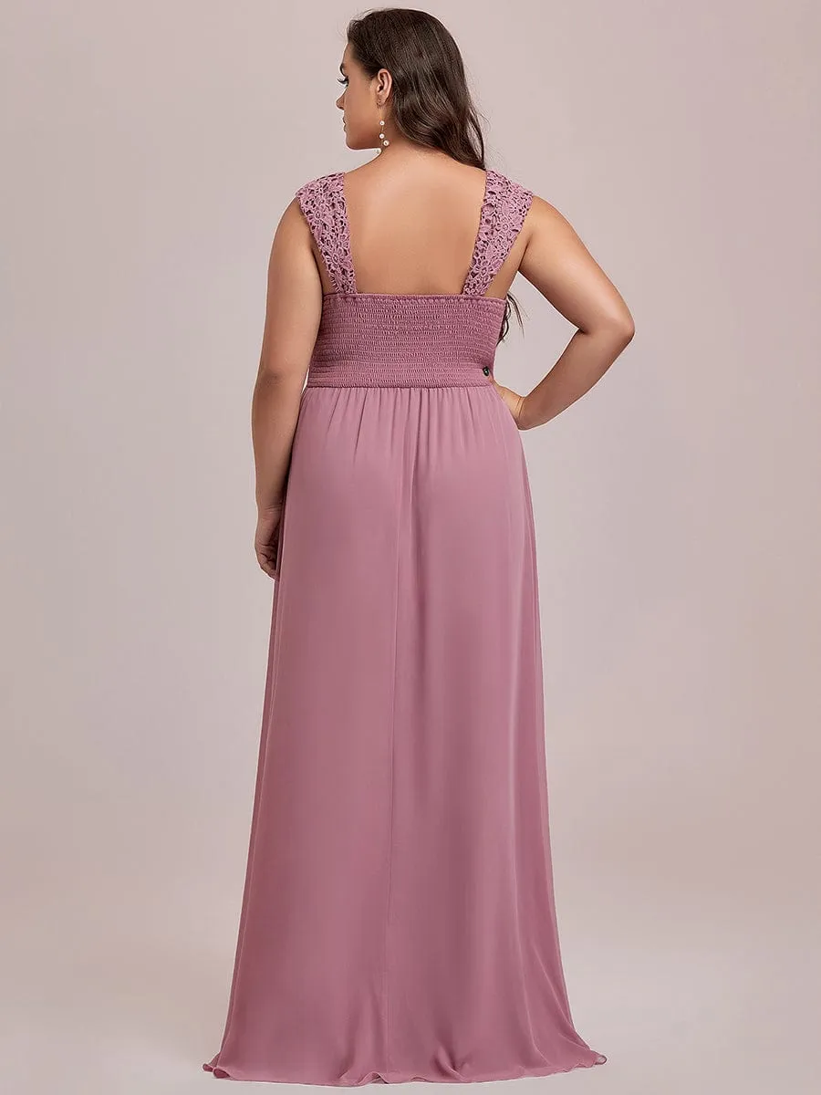 Plus Size Elegant A Line Long Chiffon Bridesmaid Dress With Lace Bodice sold by Ever Pretty product image thumbnail 2