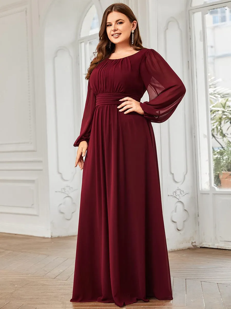 pretty CELESTE|Plus Size See-Through Puff Sleeve Chiffon Mother Dress sold by Ever Pretty product image thumbnail 5