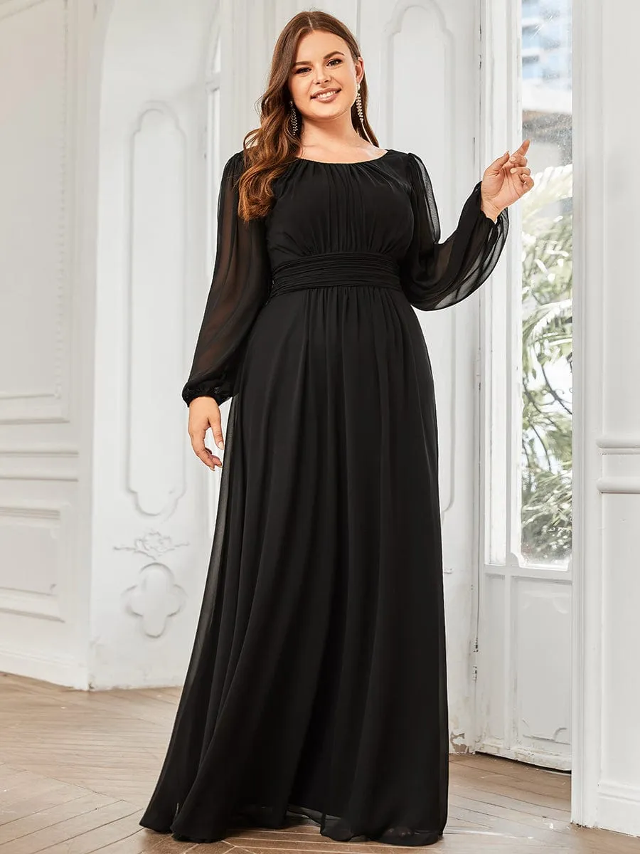 pretty CELESTE|Plus Size See-Through Puff Sleeve Chiffon Mother Dress sold by Ever Pretty product image thumbnail 3