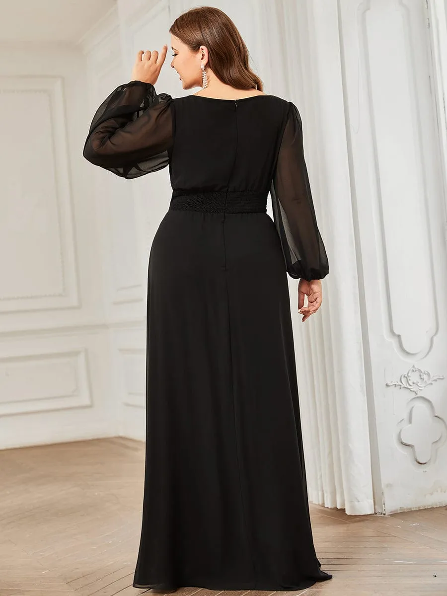 pretty CELESTE|Plus Size See-Through Puff Sleeve Chiffon Mother Dress sold by Ever Pretty product image thumbnail 4