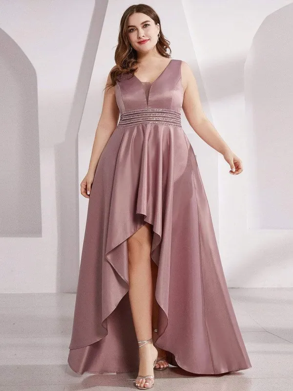 Plus Size Double V-Neck Sleeveless High Low Cocktail Formal Dresses sold by Ever Pretty