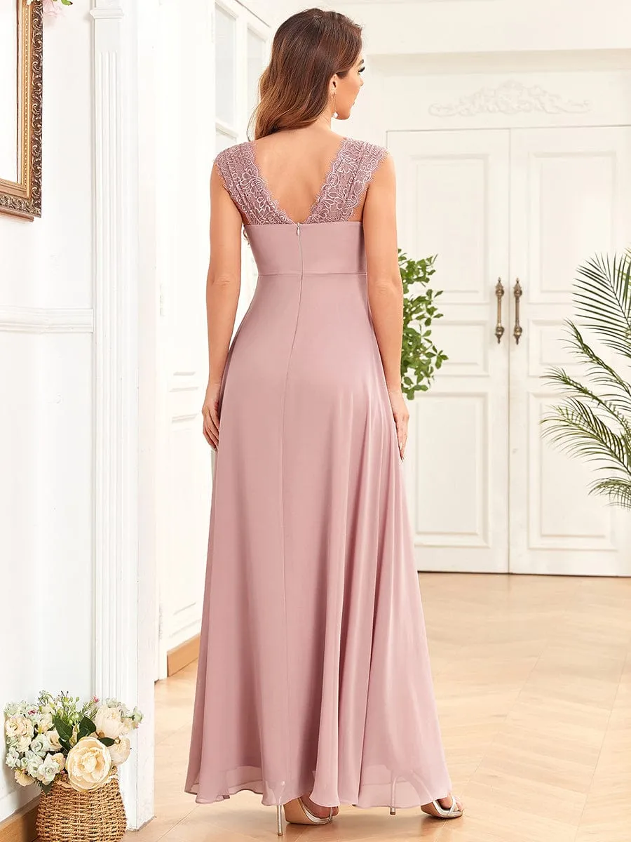 Chiffon Sleeveless Lace Ruched Floor-Length Maternity Dress sold by Ever Pretty product image thumbnail 2