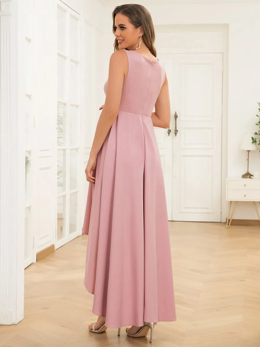 Sleeveless Pleated V-Neck High Low Maternity Dress sold by Ever Pretty product image thumbnail 4