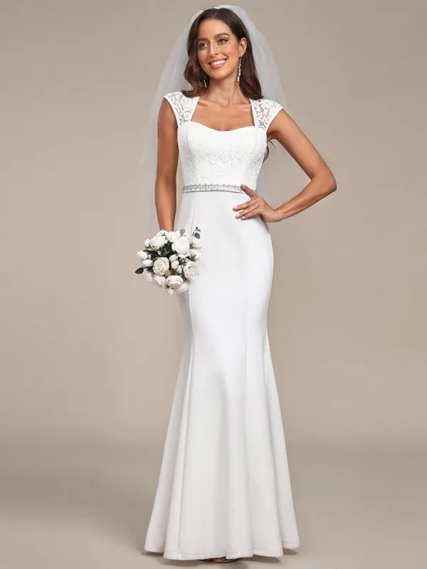 MARSEILLE'S BRIDE|Simple Cap Sleeve Sweetheart Mermaid Style Wedding Dress sold by Ever Pretty