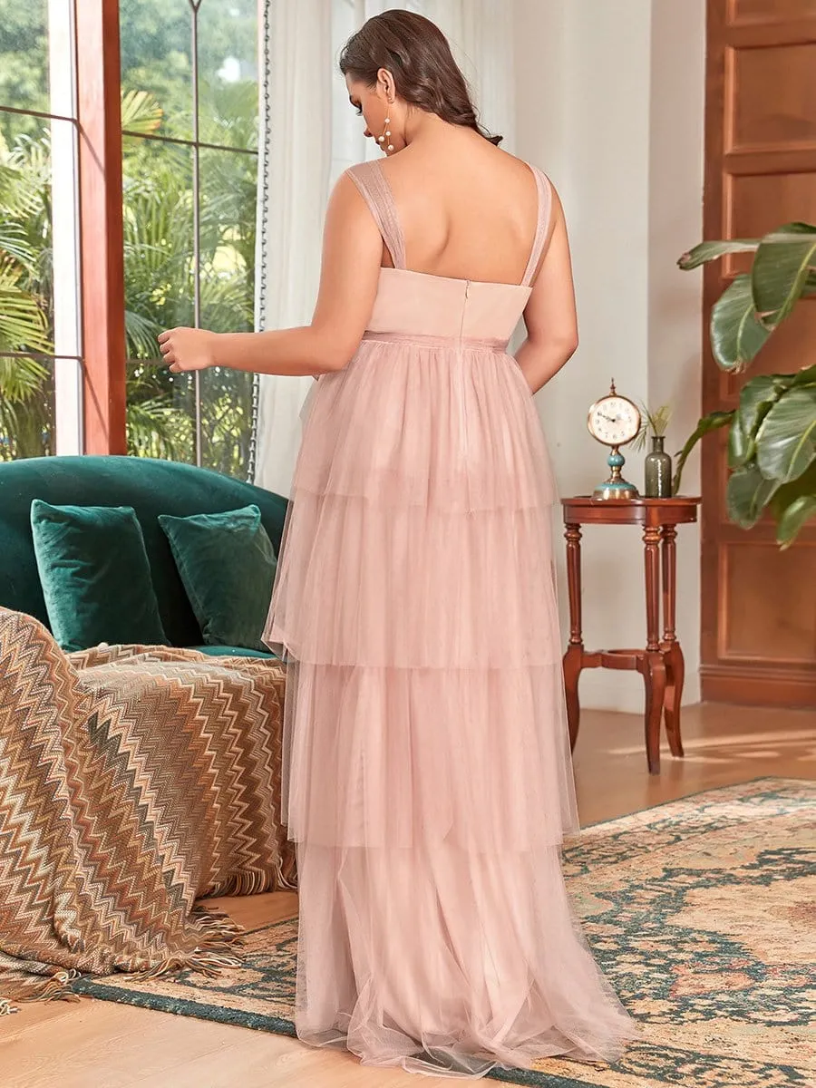 Plus Size Tie Waist V-Neck Tiered Floor-length Maternity Dress sold by Ever Pretty product image thumbnail 2