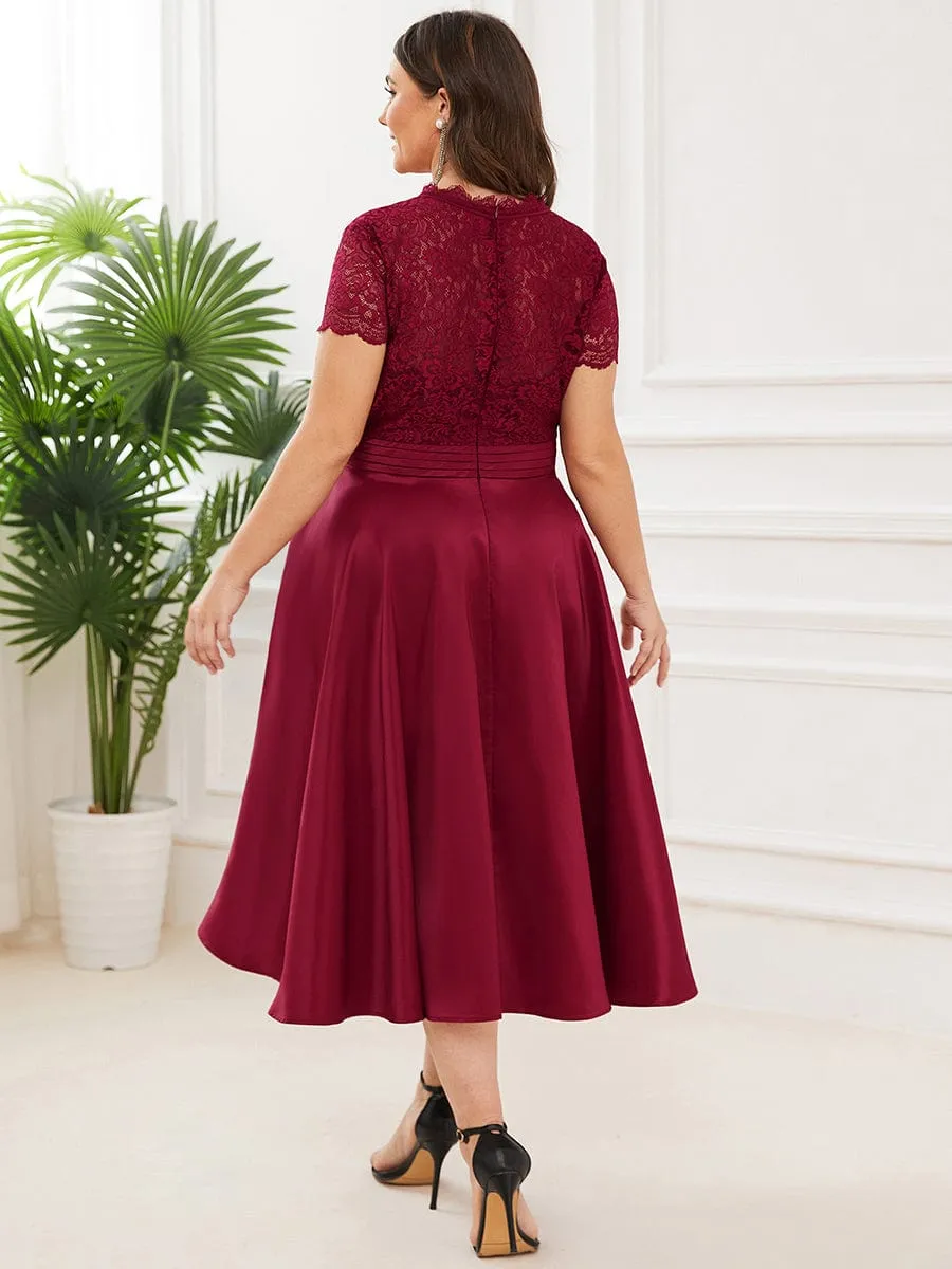 ever HARLEY|Custom Size V-neck Lace Bodice A-line Cocktail Dress with Sleeves sold by Ever Pretty product image thumbnail 2