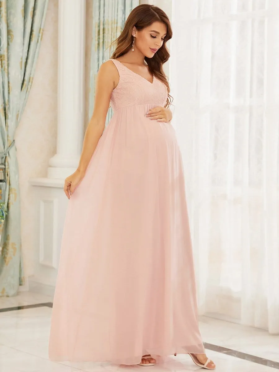 V-Neck Lace Floor-Length A-Line Maternity Dress sold by Ever Pretty product image thumbnail 4