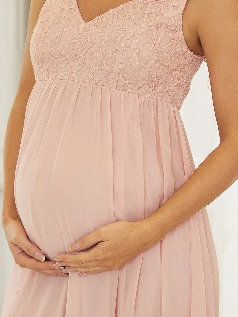 V-Neck Lace Floor-Length A-Line Maternity Dress sold by Ever Pretty product image thumbnail 3