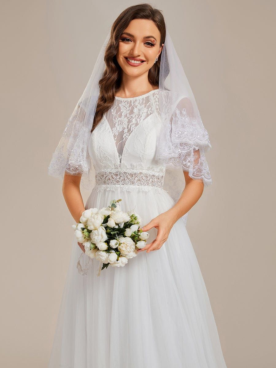 Cover Sleeve See-Through Round Neckline Lace Embroidery Wedding Dress sold by Ever Pretty product image thumbnail 3