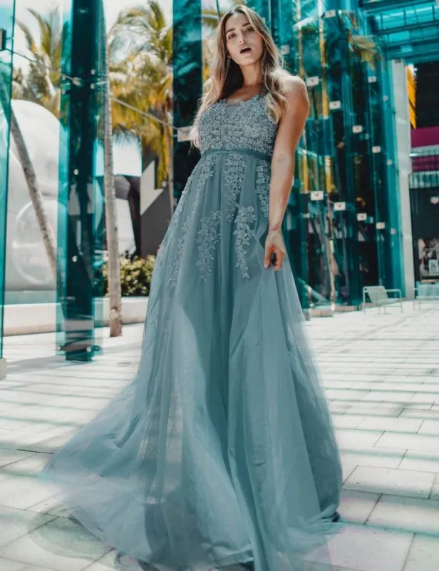 Maxi Long Elegant Ethereal Tulle Prom Dress sold by Ever Pretty