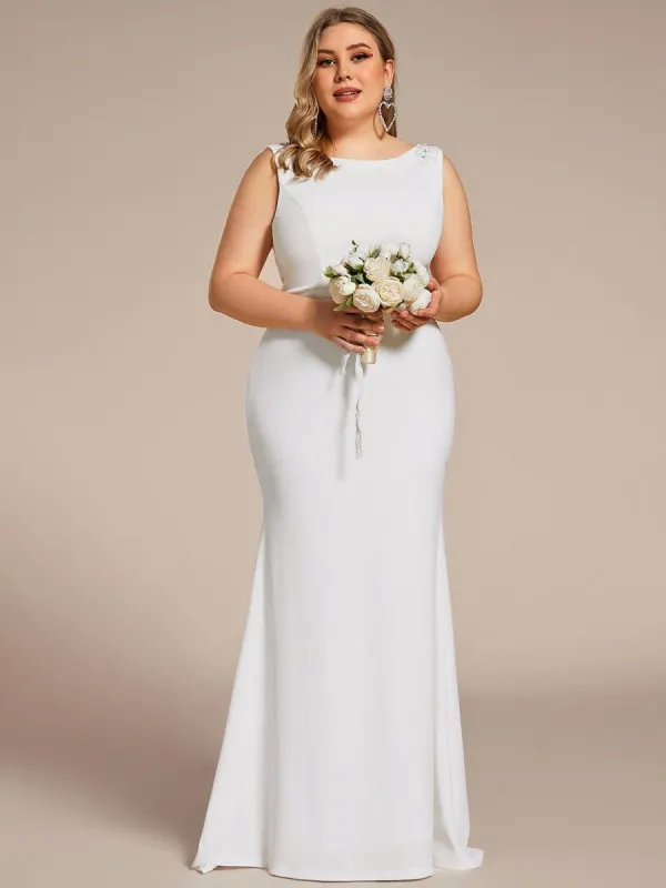 Plus Size Sleeveless Round Neck Bodycon Fishtail Wedding Dress sold by Ever Pretty