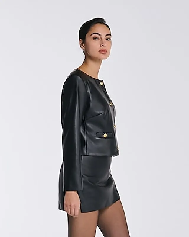 Express Women's Super High Waisted Faux Leather Mini Skort in Black 12 made by Express