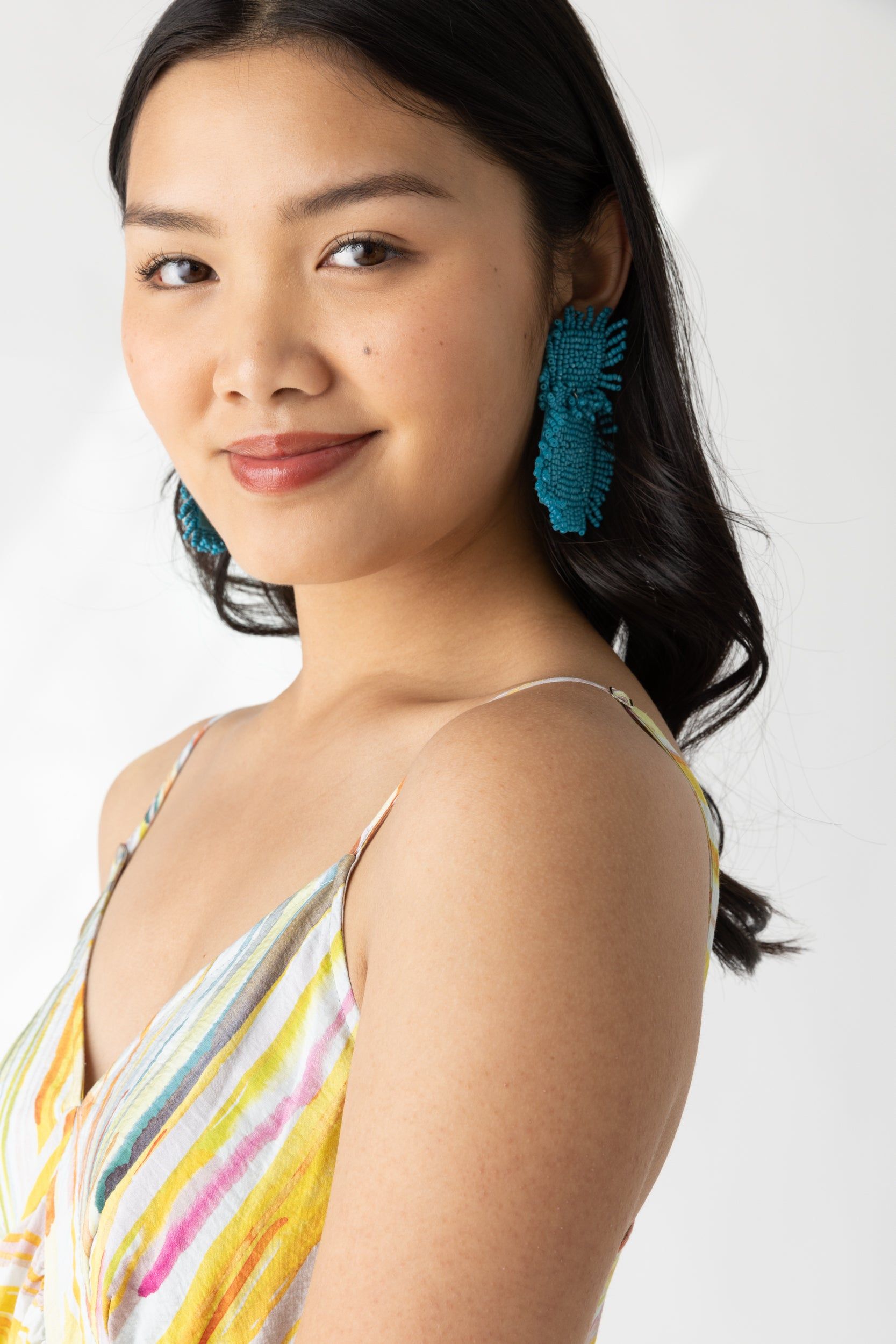 Carmen Beaded Square Fringe Earrings sold by fab'rik