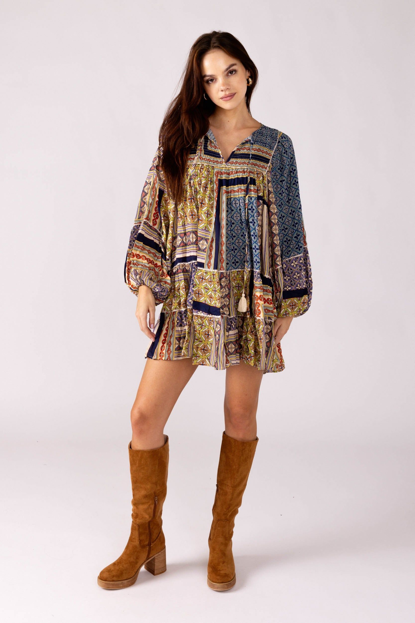 Sally Abstract Print Mini Dress sold by fab'rik