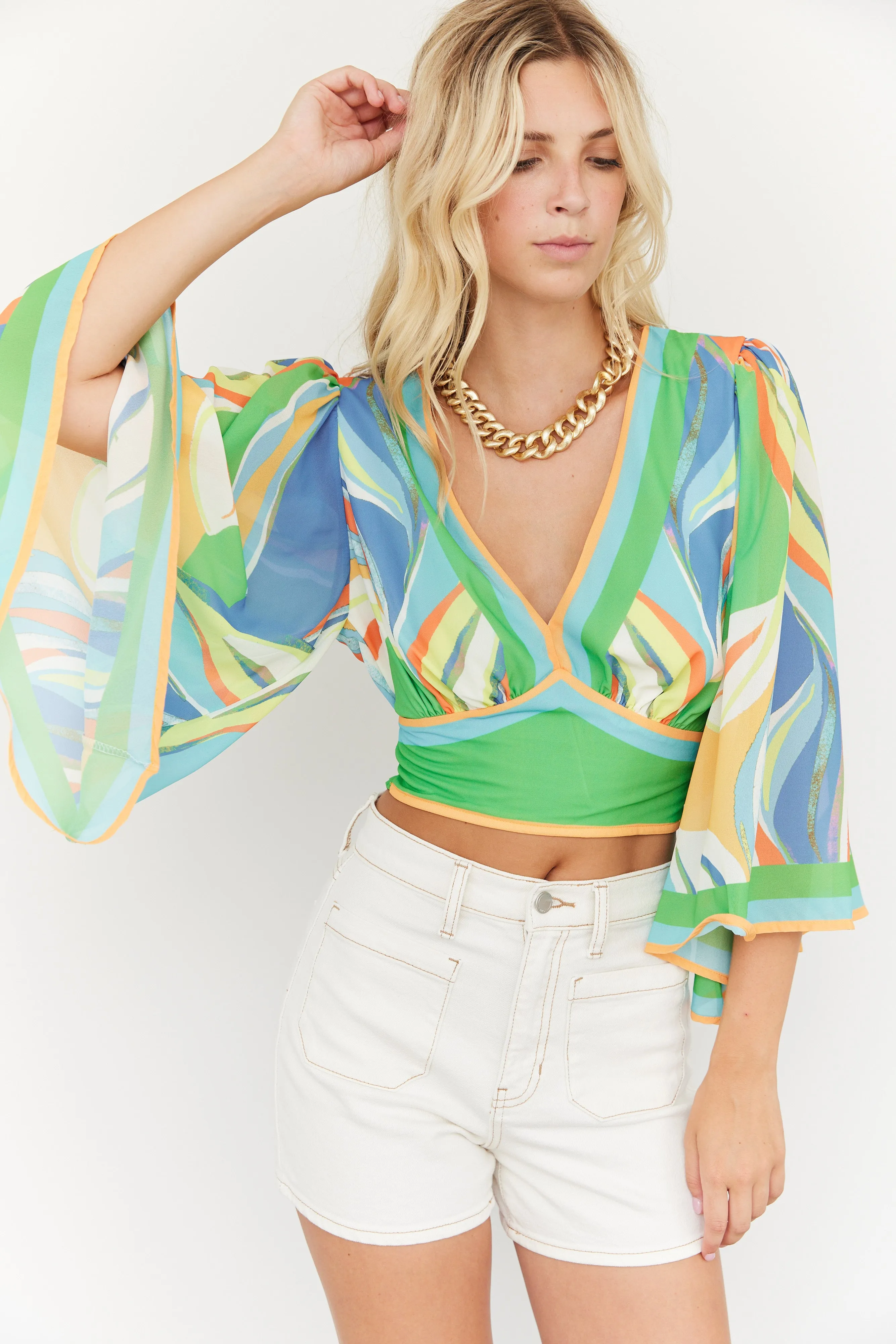 SALE - Ellie Printed V Neck Cropped Top sold by fab'rik product image thumbnail 2