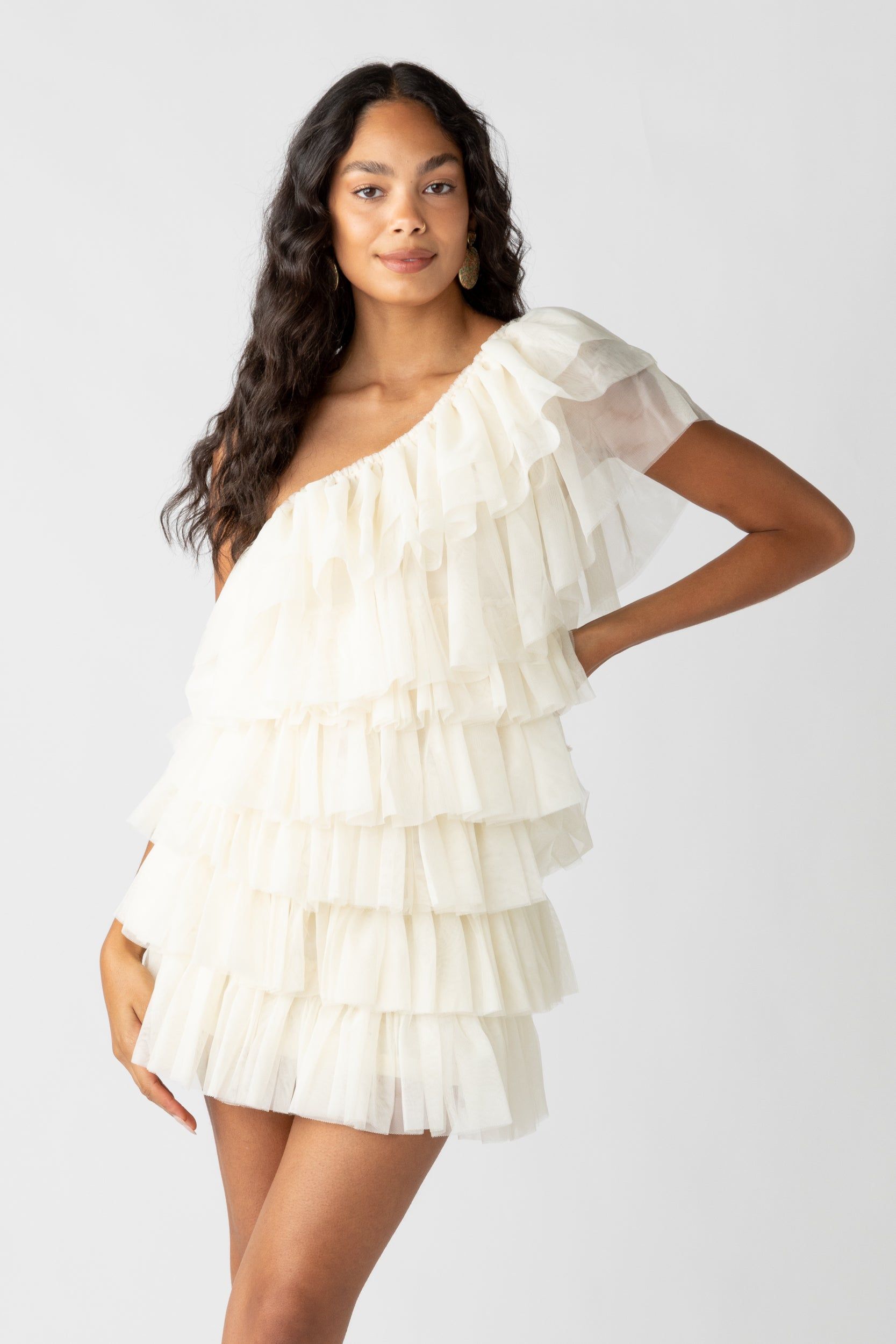 Eleanor One Shoulder Tulle Mini Dress sold by fab'rik