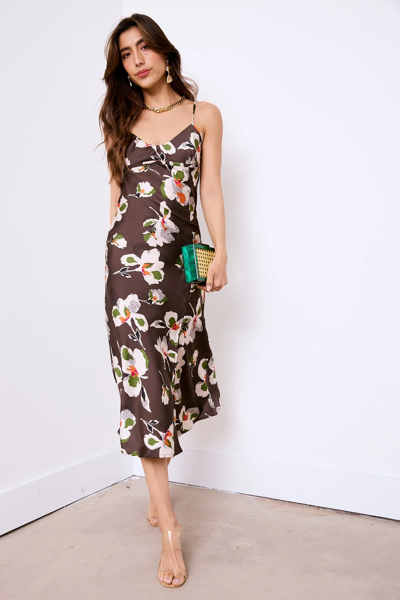 SALE - Blanche Floral Front Slit Midi Dress sold by fab'rik