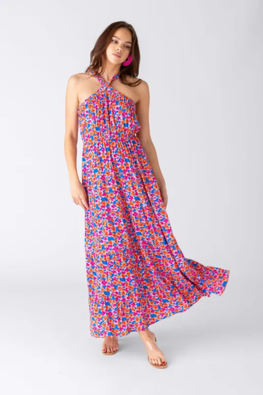SALE - Lowri Floral Halter Neckline Maxi Dress sold by fab'rik
