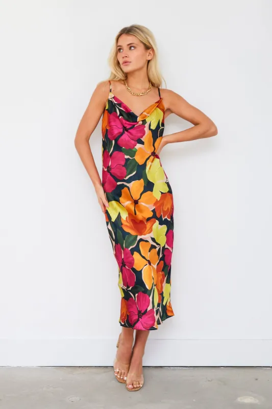 McKay Sleeveless Cowl Neck Floral Dress sold by fab'rik