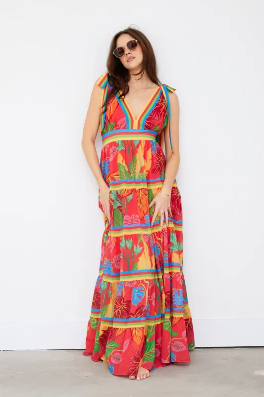 Arron Printed V-neck Maxi Dress sold by fab'rik