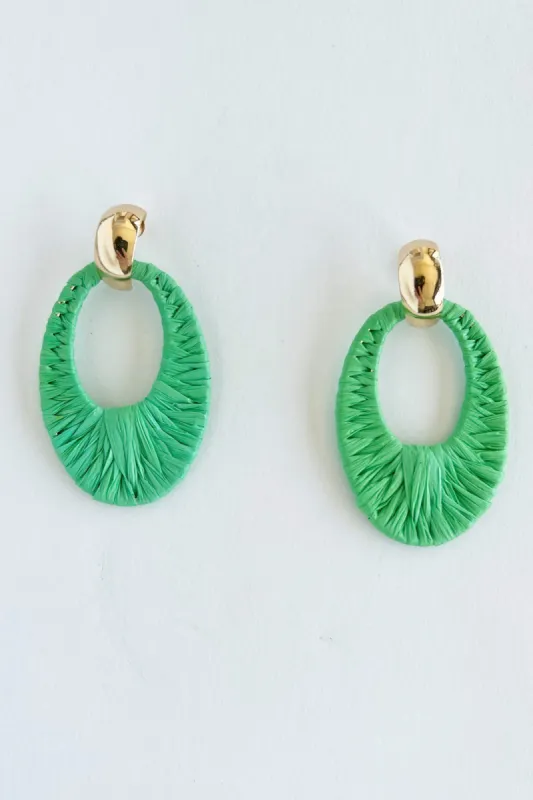 Elissa Gradualed Oval Raffia Link Earrings sold by fab'rik
