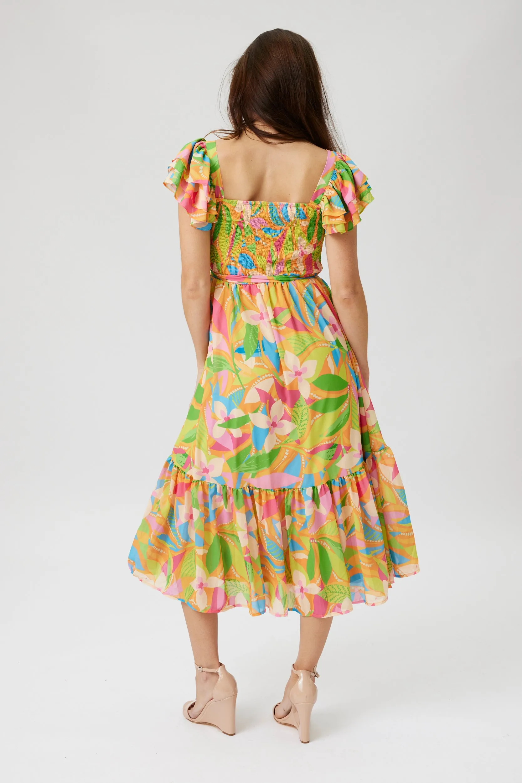 SALE - Olivia Printed Smocked Bodice Midi Dress sold by fab'rik product image thumbnail 3