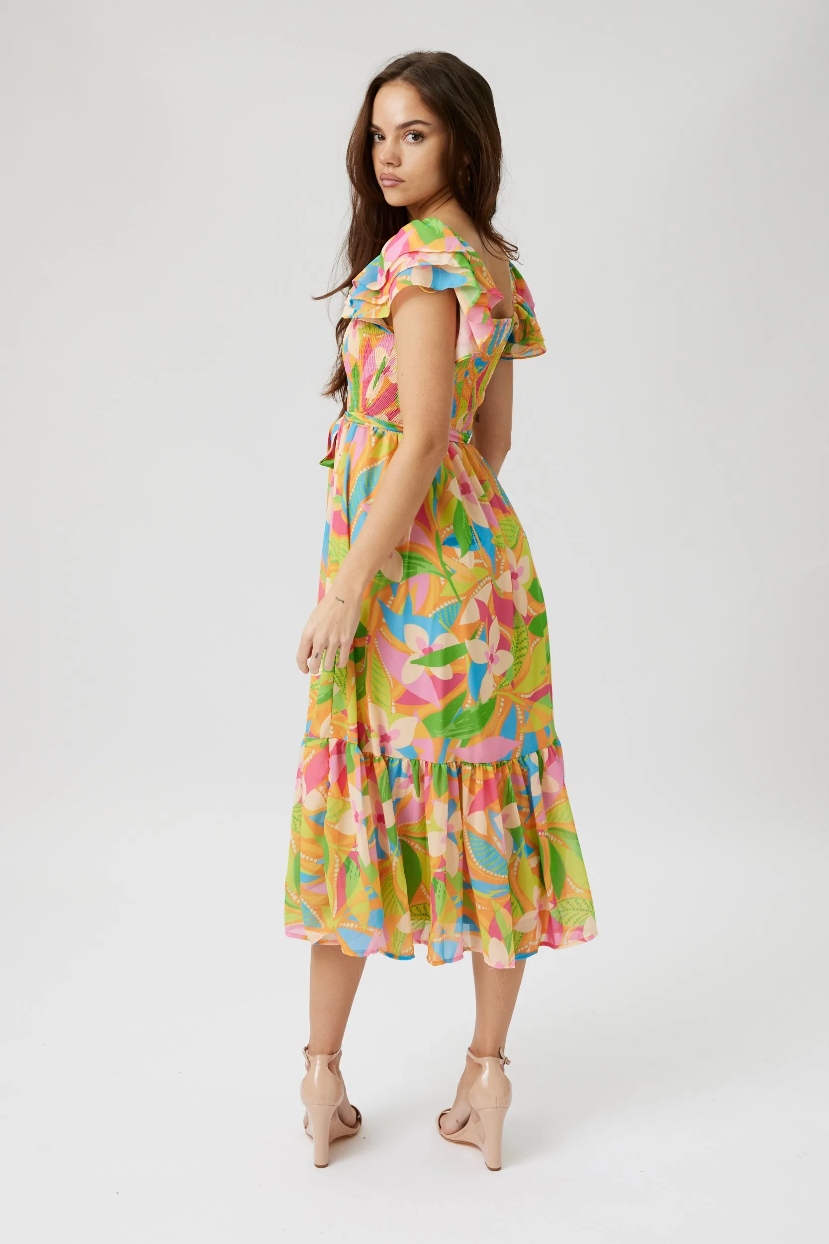SALE - Olivia Printed Smocked Bodice Midi Dress sold by fab'rik product image thumbnail 4