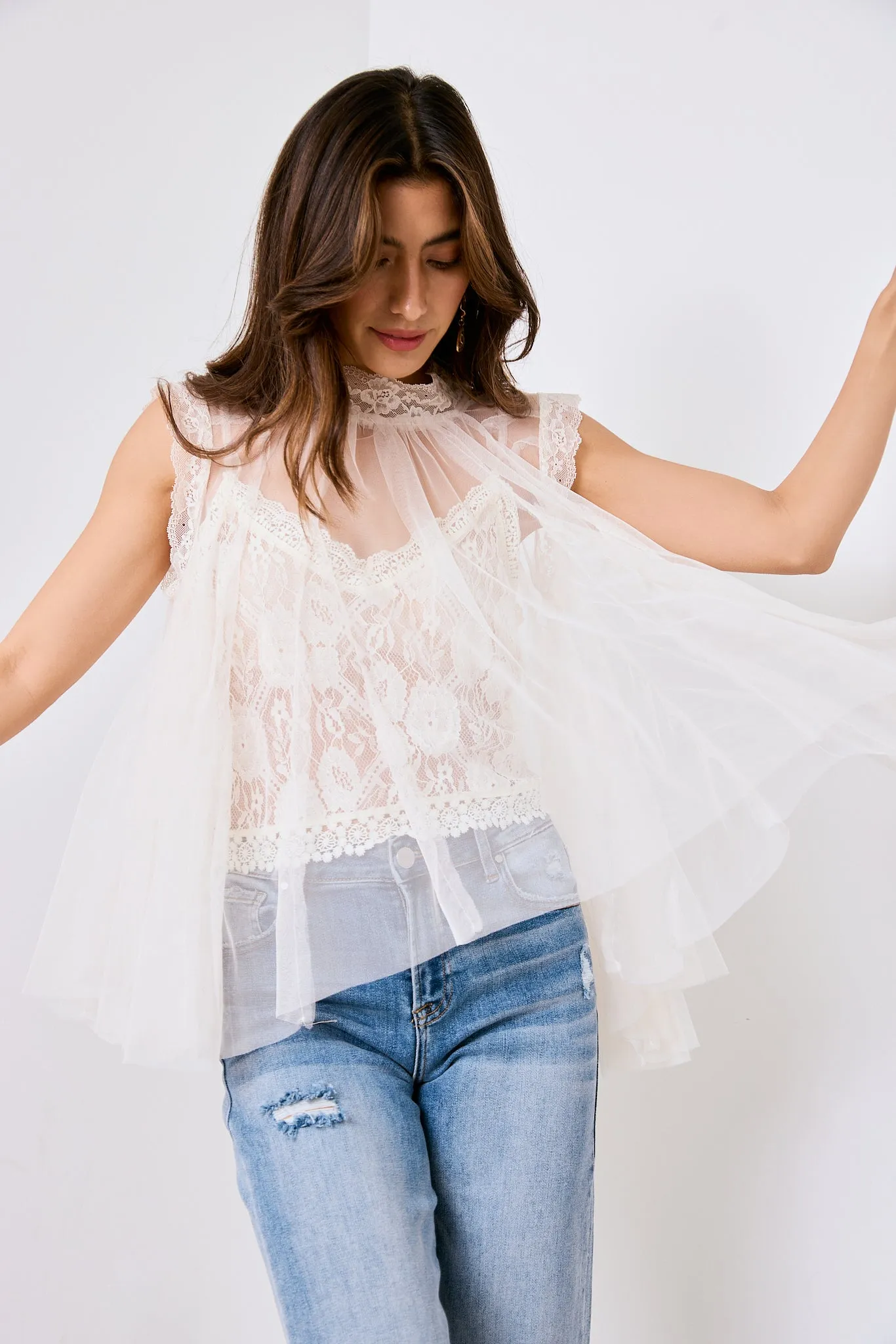 Samia Mesh Overly Lace Top sold by fab'rik