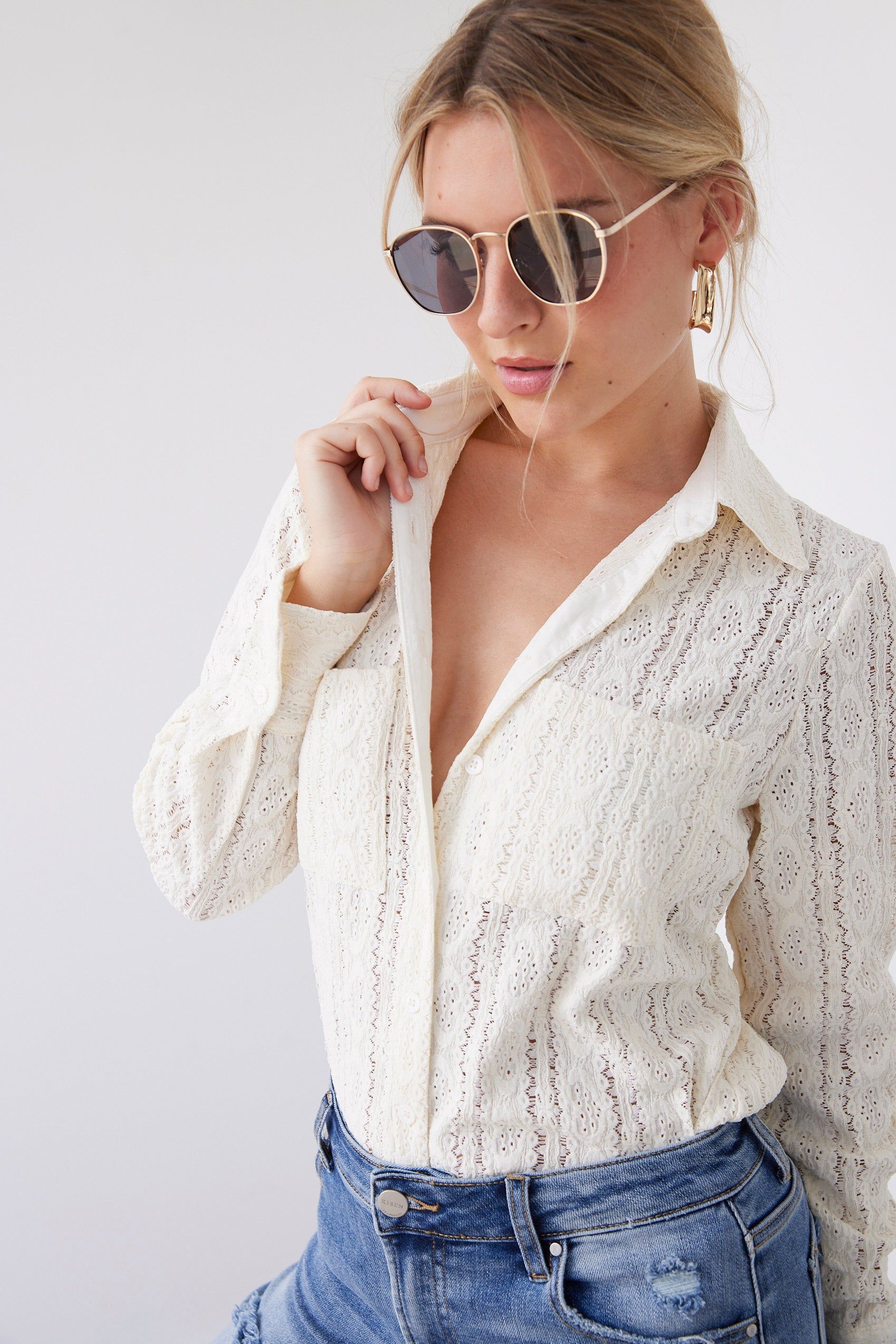 Evie Crochet Button Front Top sold by fab'rik product image thumbnail 2