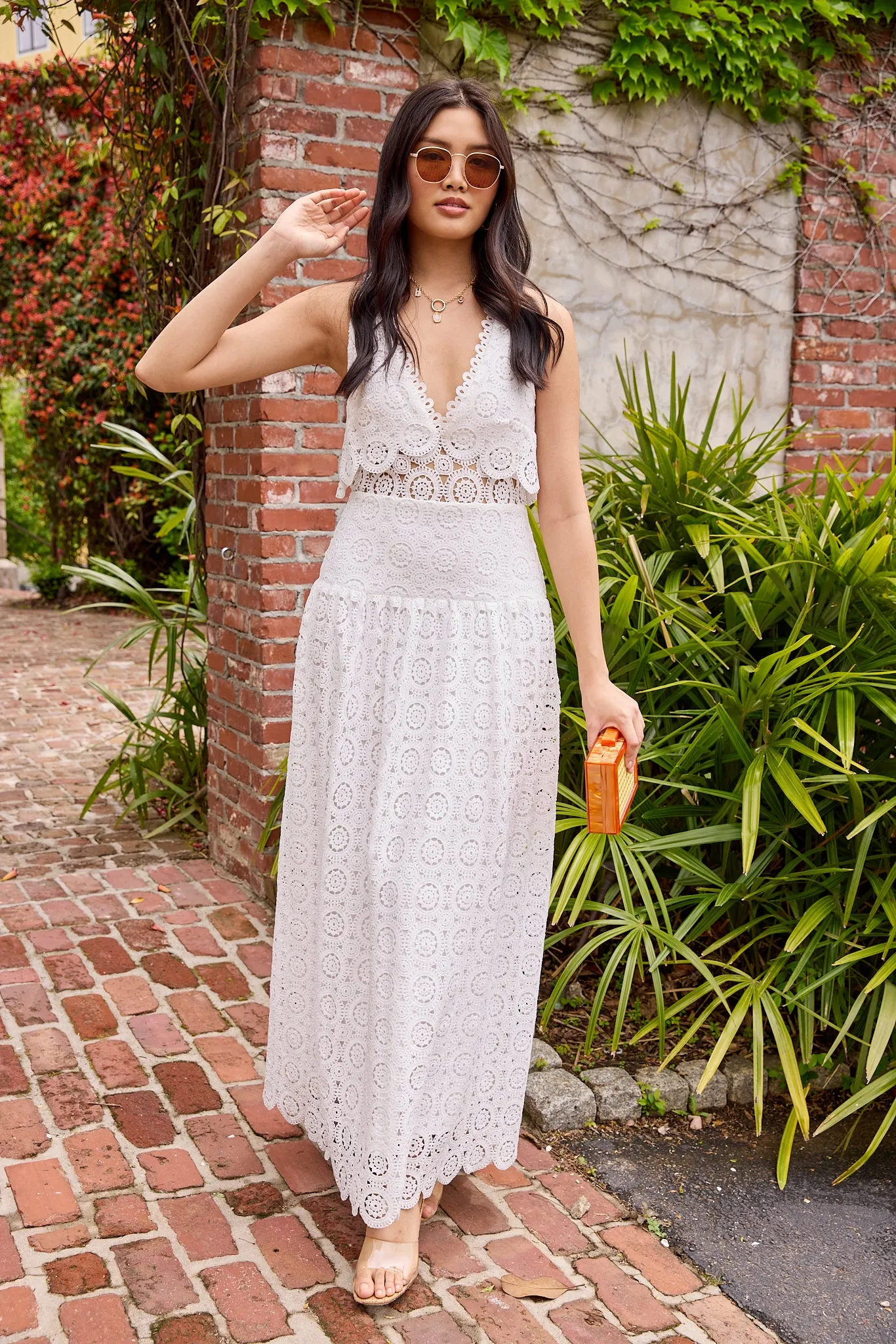 Celeste Scalloped Lace Maxi Dress sold by fab'rik