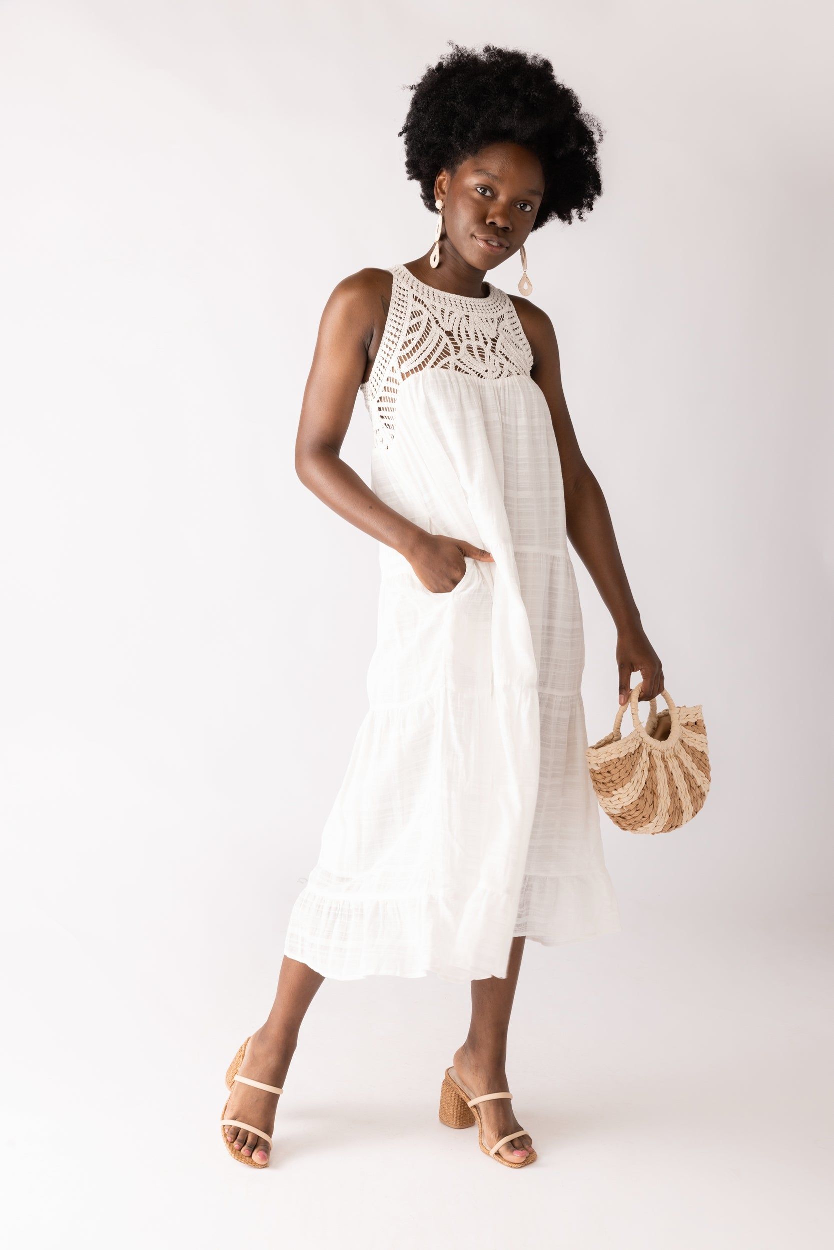 SALE - Iris Crochet Detail Maxi Dress sold by fab'rik