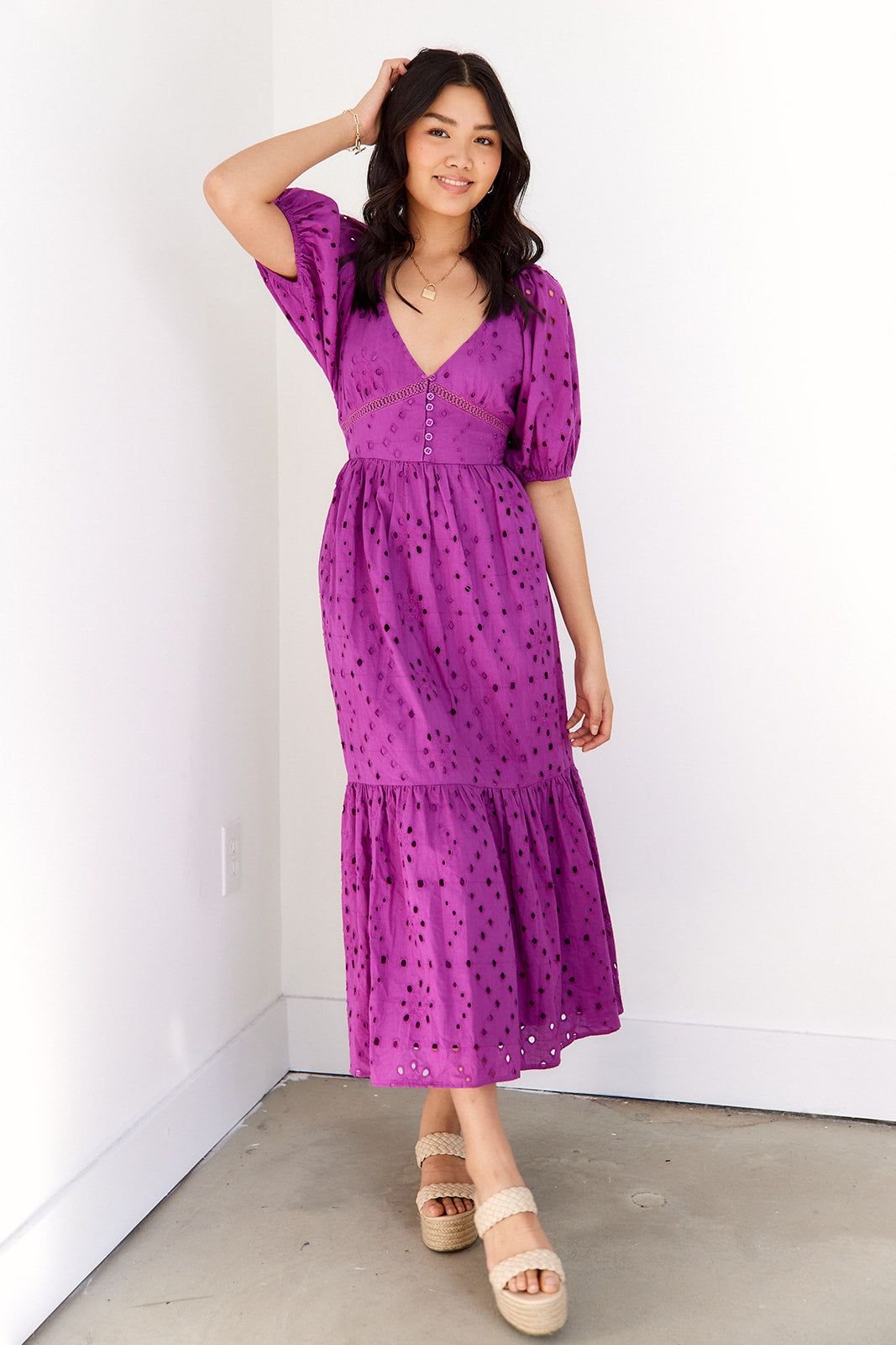 SALE - Raven Eyelet Midi Dress sold by fab'rik