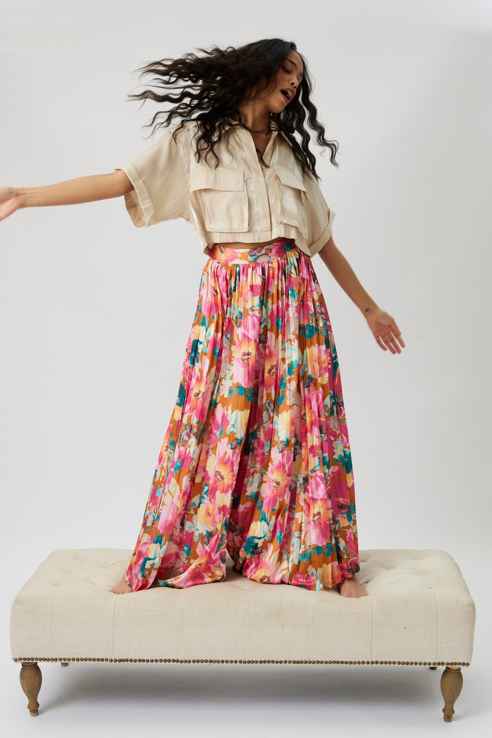 Drew Printed Wide Leg Satin Pant sold by fab'rik product image thumbnail 2