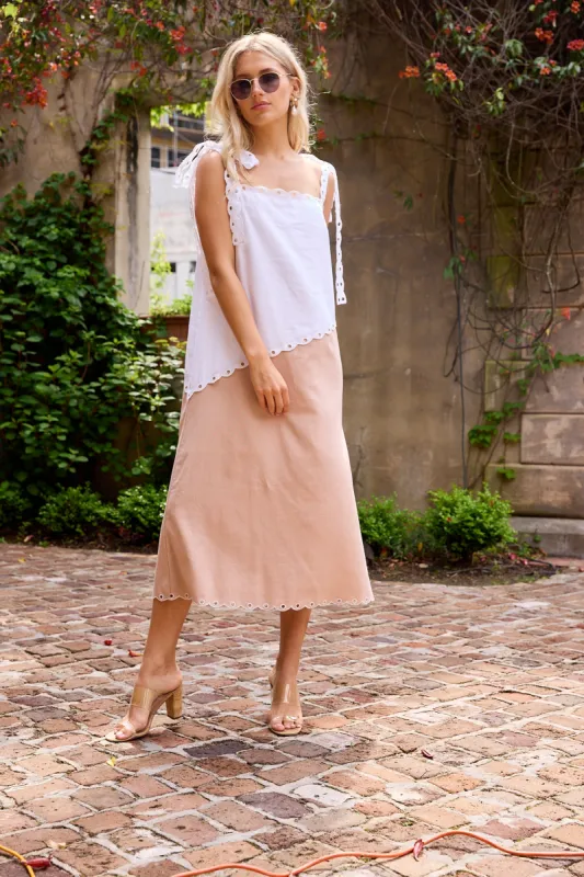 Beverly Colorblock Scallop Trim Midi Dress sold by fab'rik