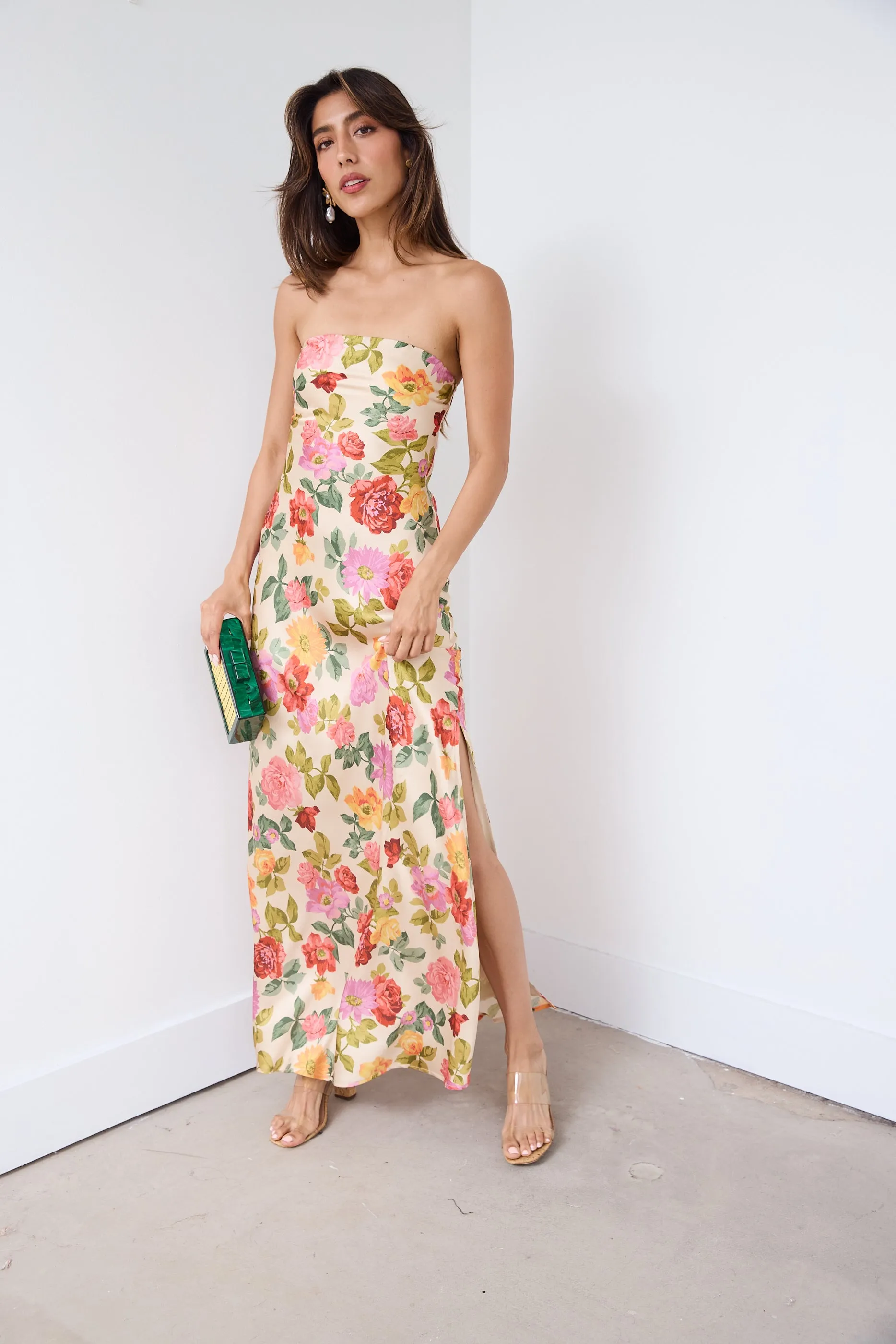 SALE - Aliyah Strapless Floral Maxi Dress sold by fab'rik